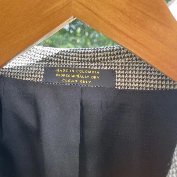 VTG Gianfranco Ruffini Italy Men's 42R Wool Houndstooth Blazer Jacket Sport Coat - Picture 3 of 13